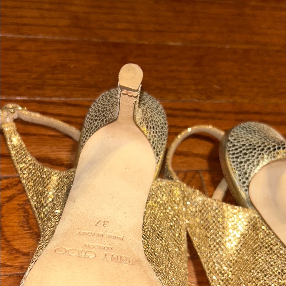 Jimmy Choo Glittering Gold Slingback Heels - Picture 8 of 14